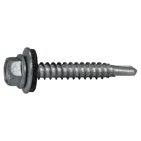 Midwest Fastener Self-Drilling Screw, #12 x 1-1/2 in, Silver Ruspert Steel Flange Hex Head External Hex Drive 53820